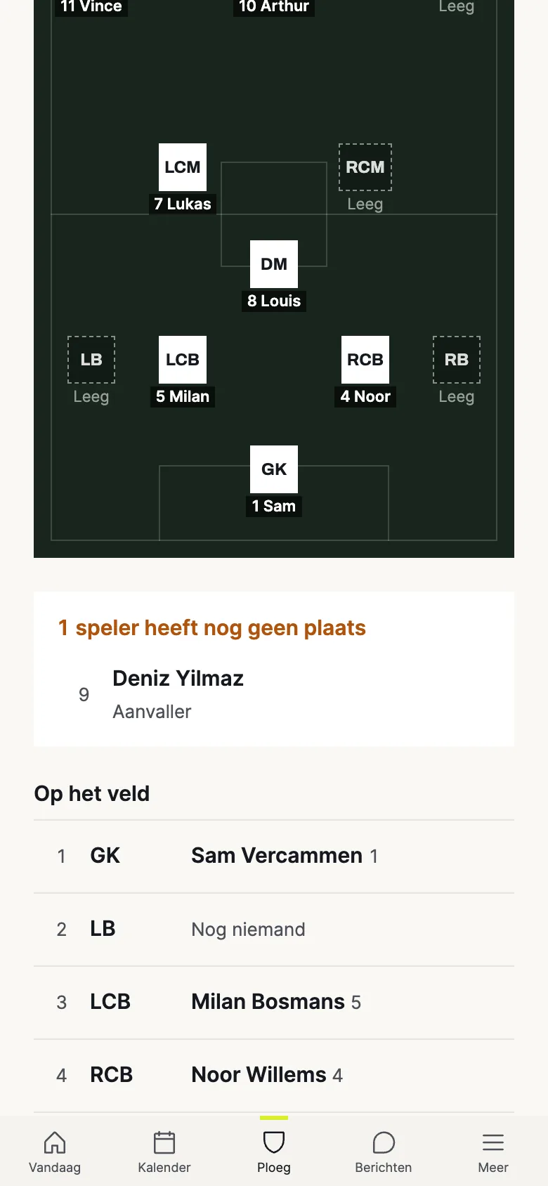 KLUPP-app: de opstelling van de ploeg