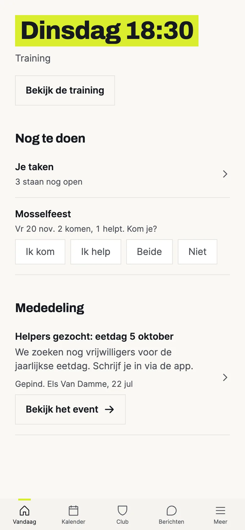 KLUPP-app: de training van vandaag op de gsm van de trainer
