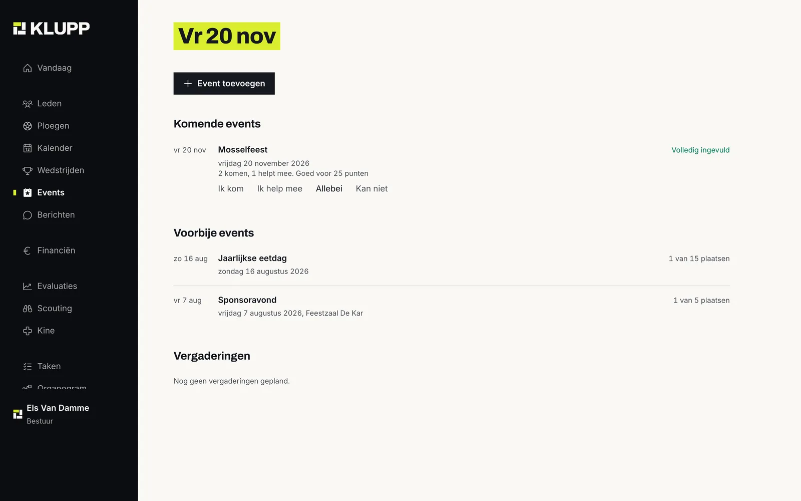 KLUPP op de laptop: events