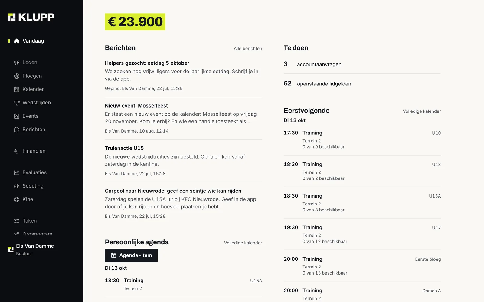 KLUPP op de laptop: dashboard